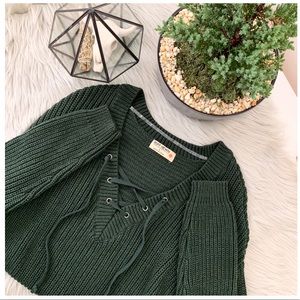 Ruff Hewn Knit Forest Green Sweater Size Large